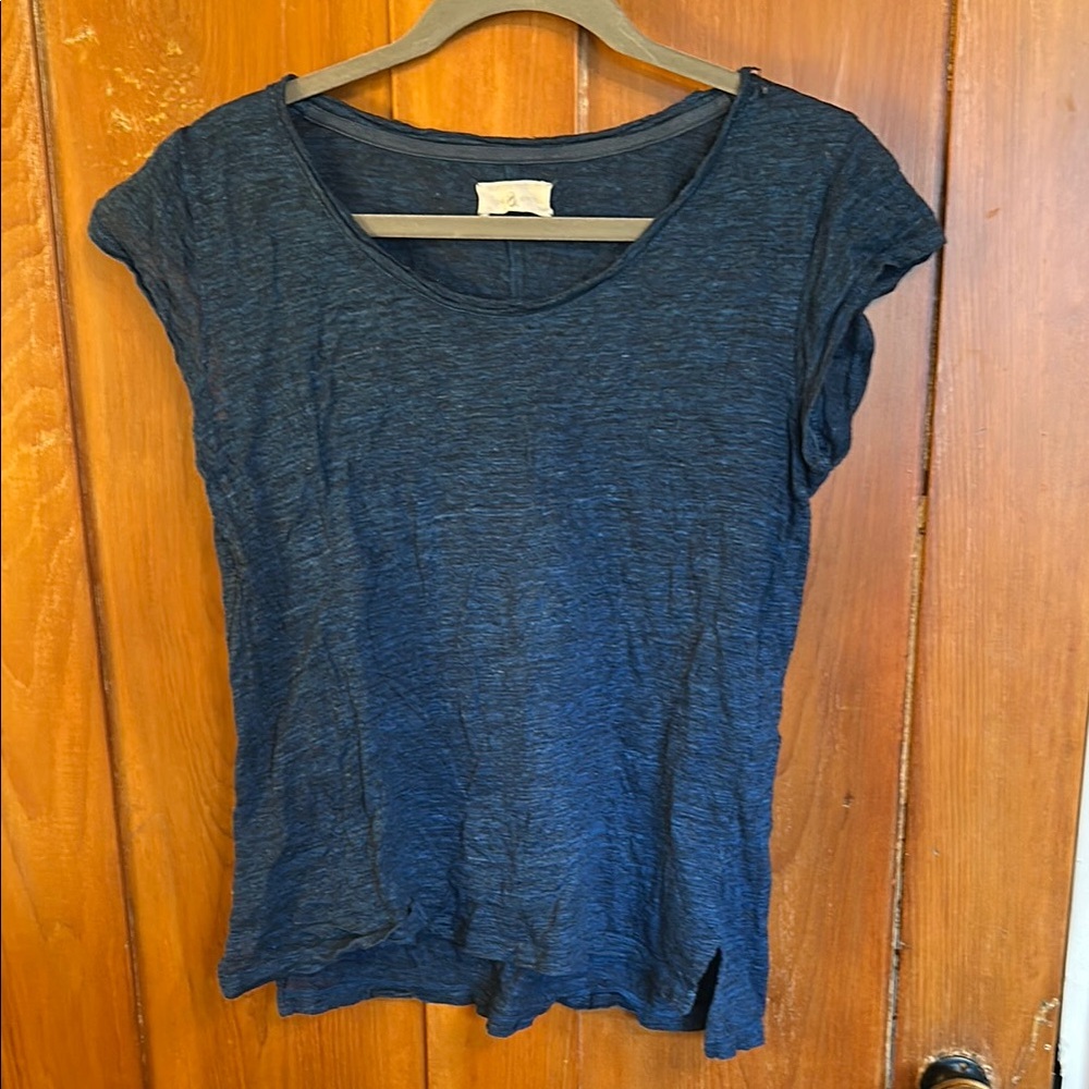 Lou & Grey Blue Linen Short Sleeve Tee
